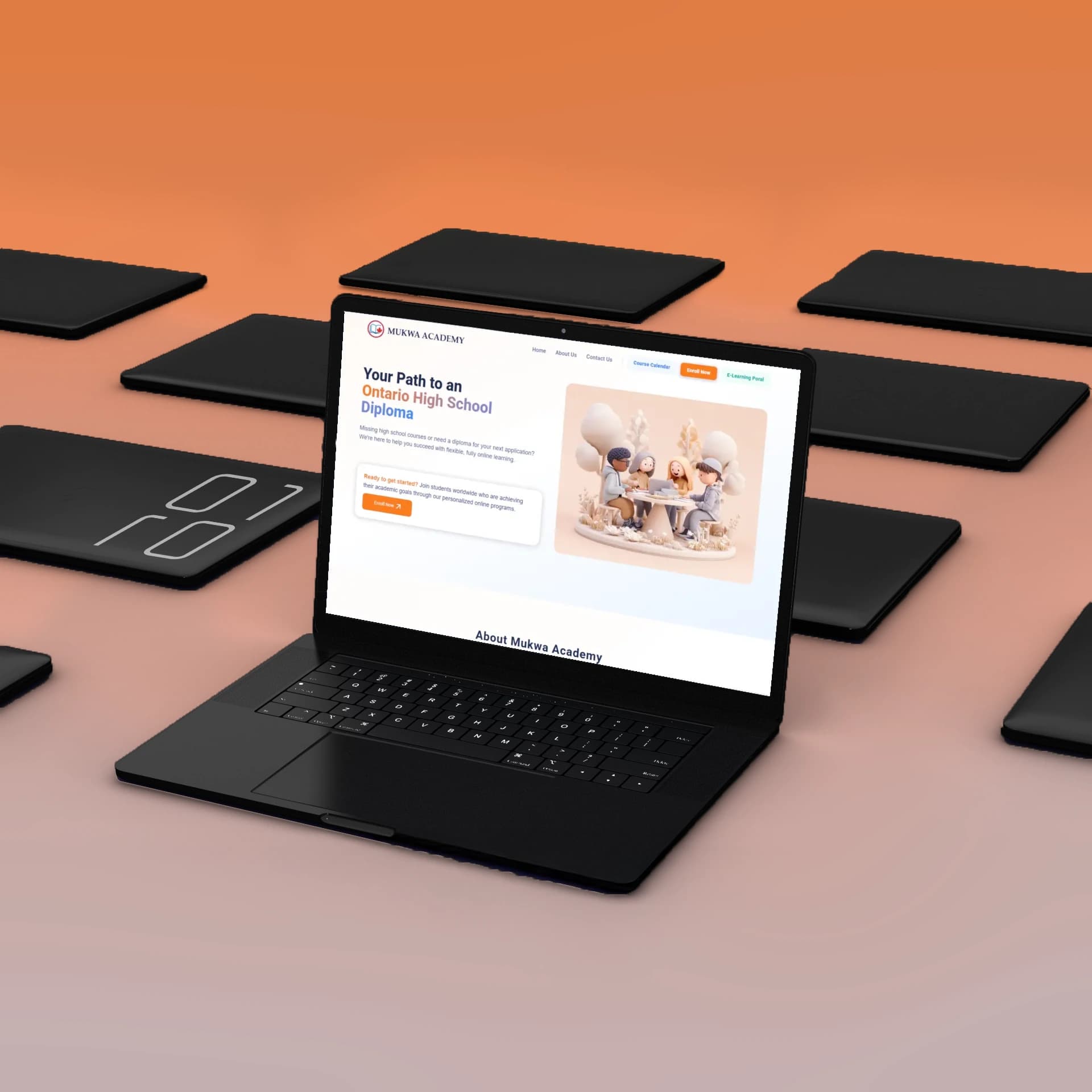 Mukwa Academy educational website with nature-inspired warm color palette