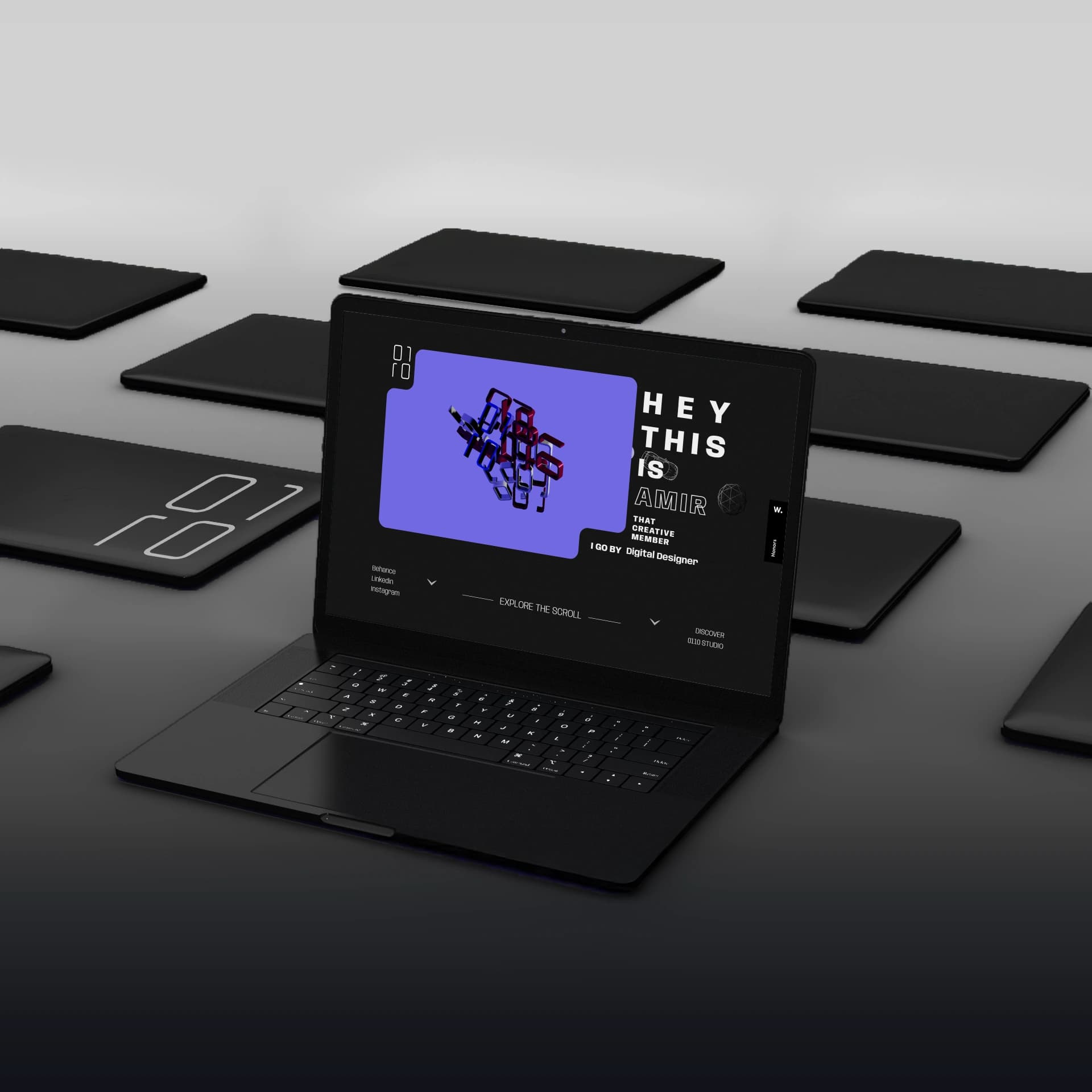 Interactive portfolio built with React Three Fiber and GSAP showcasing immersive visuals